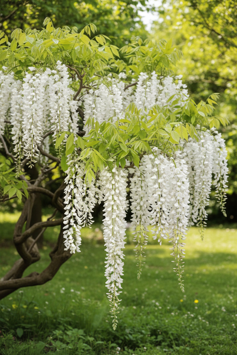 White wisteria plant