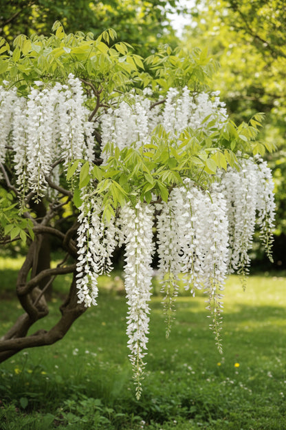 White wisteria plant
